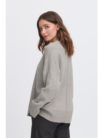 ICHI Strickpullover langarm IHBALLIA Loose fit in Grey melange