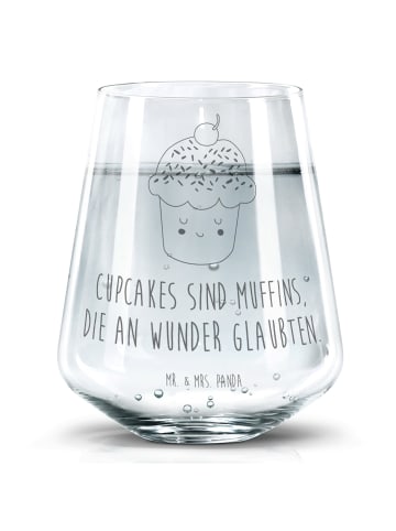Mr. & Mrs. Panda Trinkglas Cupcake mit Spruch in Transparent