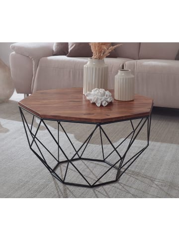 KADIMA DESIGN Couchtisch Sheesham Massivholz / Metall 66 x 40 x 66 cm,