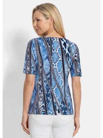 GOLDNER Baumwollshirt im Animal-Mustermix in blau / weiß / gemustert
