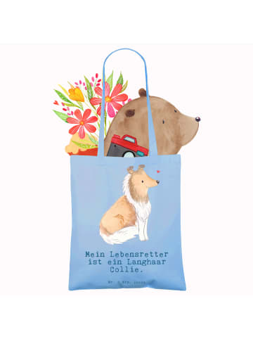 Mr. & Mrs. Panda Shopper Langhaar Collie Lebensretter mit Spruch in Sky Blue