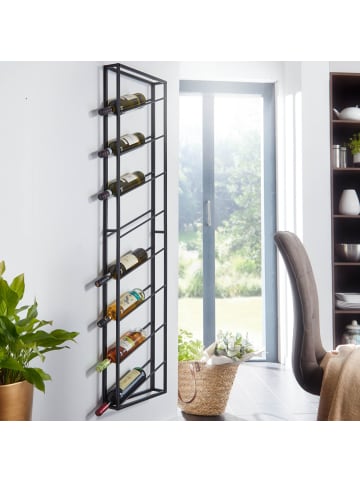 KADIMA DESIGN Weinregal Wand | Metall Schwarz, 36x150cm, 8 Flaschen in Schwarz