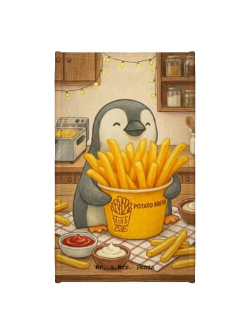 Mr. & Mrs. Panda Handtuch Pinguin Pommes Eimer Design ohne Spruch in Weiß