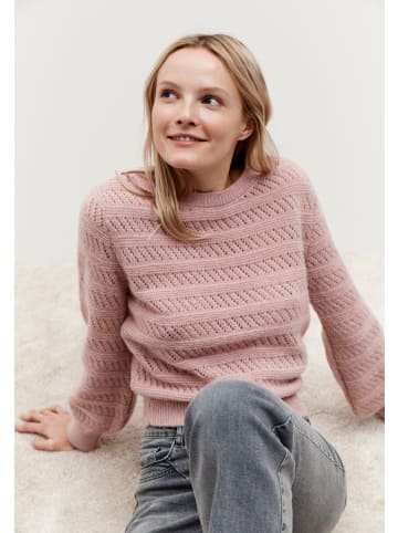 More & More leichter Rundhalspullover Struktur in dusty rose
