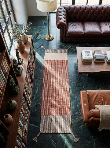 KADIMA DESIGN Teppich Kurzflor Streifen, Wohnzimmer schmutzabweisend in Rot