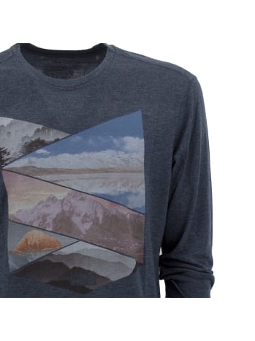Jack Wolfskin Shirt Print Mountain Men Longsleeve in Blau