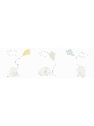 Casadeco My Little World Bordüre Elefanten blau grau lime