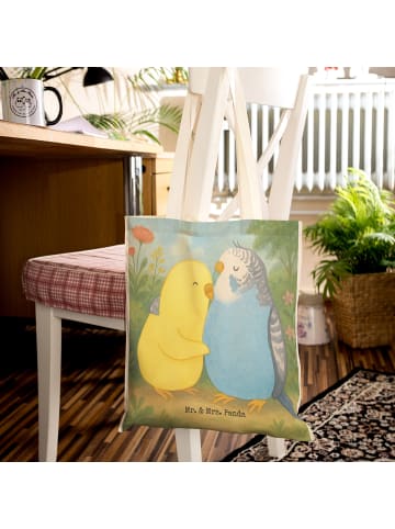 Mr. & Mrs. Panda Tragetasche Wellensittich Liebe Design ohne Spruch in Weiß