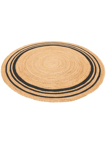 Pergamon Naturfaser Teppich Jute Salsa Streifen Rund in Antraciet