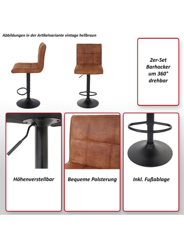 MCW 2er-Set Barhocker B13, Vintage dunkelgrau
