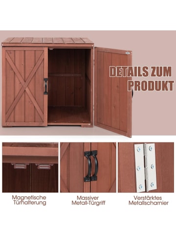 COSTWAY Gartenschrank Tannenholz 77 x 56 x 72 cm in Braun
