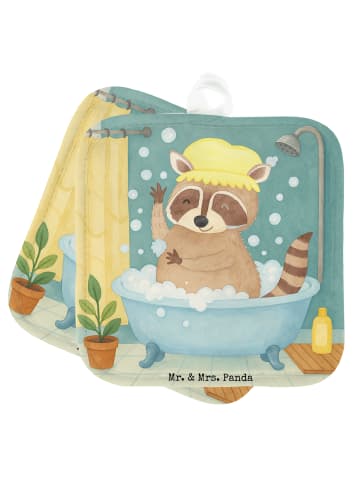 Mr. & Mrs. Panda Topfhandschuhe Waschbär Design ohne Spruch in Weiß