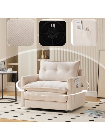 ABRIHOME 360° drehbarer Loungesessel mit Armlehnen und Kissen in Beige