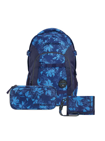 Coocazoo Schulrucksack-Set JOKER Tropical Night   Geldbörse in Blau