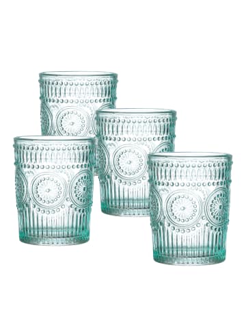 MARELIDA 4er Set Trinkglas Wasserglas Vintage Boho 280ml in blau