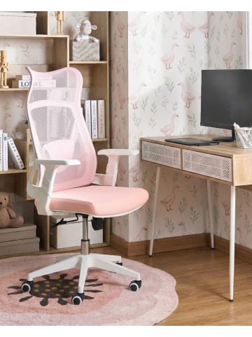 Beliani Bürostuhl BARD in Rosa/Weiß - (W) 50 x (H) 113 x (L) 66 cm