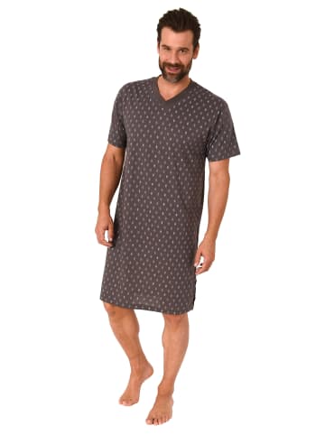 NORMANN Nachthemd kurzarm zeitlosem Alloverprint   - 71250 in dunkelgrau