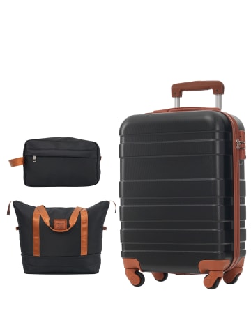 ABRIHOME 3er Koffer Set Hartschalenkoffer 78 cm mit 4 Rollen und TSA, Schwarz