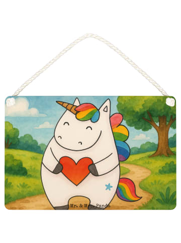 Mr. & Mrs. Panda Deko Schild Einhorn Herz Design ohne Spruch in Weiß