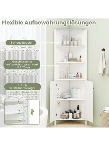COSTWAY Küchenschrank schmal Eckschrank 172,5 cm hoch in Weiß