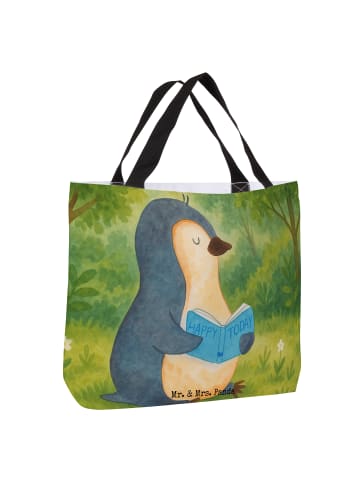 Mr. & Mrs. Panda Shopper Pinguin Buch Design ohne Spruch in Weiß