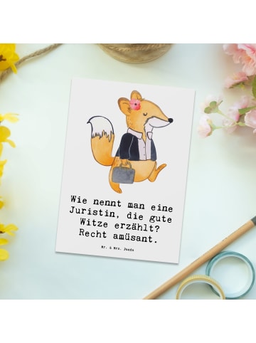 Mr. & Mrs. Panda Postkarte Juristin Humor mit Spruch in Weiß