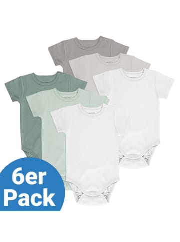 LaLoona Baby Body Kurzarm OEKO-TEX® 6er Pack - Salbeigrün Grau in gruen,grau