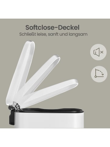 SONGMICS Mülleimer Plushic in Weiß - (B)37.1 x (H)63.2 x (T)43.2 cm