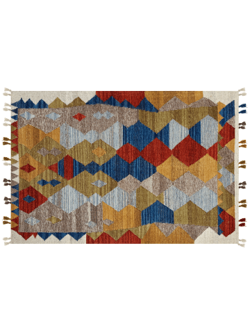 Beliani Kelim ARZAKAN in Bunt/Rot/Blau - (W) 200 x (L) 300 cm