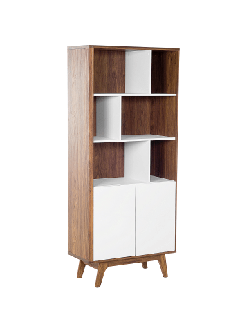 Beliani Bücherregal COLUMBUS in Braun/Weiß - (W) 79 x (H) 182 x (L) 40 cm