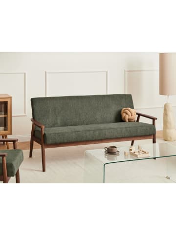 Beliani 3-Sitzer Sofa ESRUM in Grün/Braun - (W) 151 x (H) 79 x (L) 72 cm