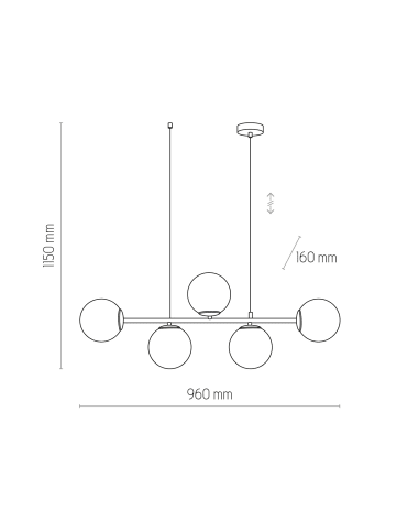Licht-Erlebnisse Pendelleuchte (B)16 x (L)96 x (T)115 cm in Schwarz Weiß