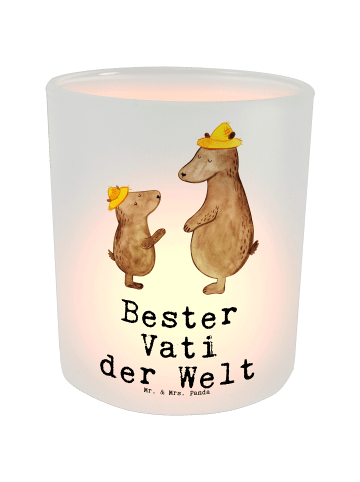 Mr. & Mrs. Panda Glas Teelichthalter Bär Bester Vati der Welt mi... in Transparent
