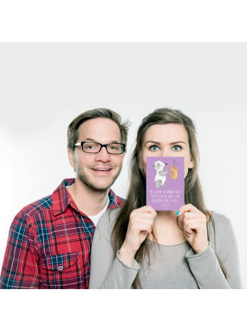 Mr. & Mrs. Panda Postkarte Saxophon Magie mit Spruch in Lavendeltraum
