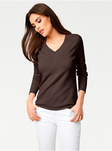 Heine V-Ausschnitt-Pullover in schokobraun