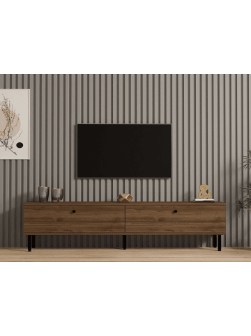 CALICOSY TV-Möbel DINARD in Dunkles Holz - (W) 160  x (H) 37  x (L) 25  cm