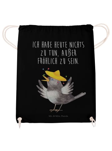 Mr. & Mrs. Panda Gymnastiktasche Rabe Sombrero mit Spruch in Schwarz
