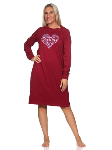 NORMANN langarm Nachthemd Bündchen Herz - 82020 in beere