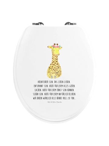 Mr. & Mrs. Panda Motiv WC Sitz Giraffe Blumenkranz mit Spruch in Weiß