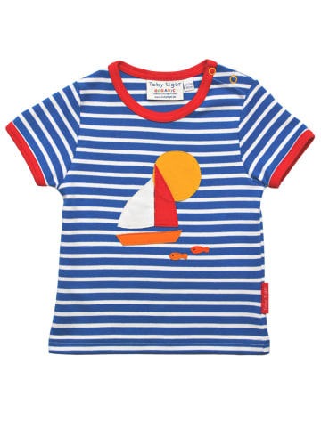 Toby Tiger T-Shirt mit Segelboot Applikation in blau