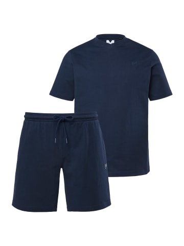Men Plus Langer Schlafanzug in navy blau