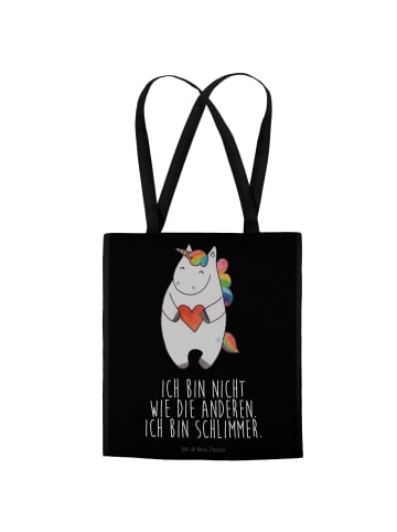 Mr. & Mrs. Panda Shopper Bag Einhorn Herz mit Spruch in Schwarz