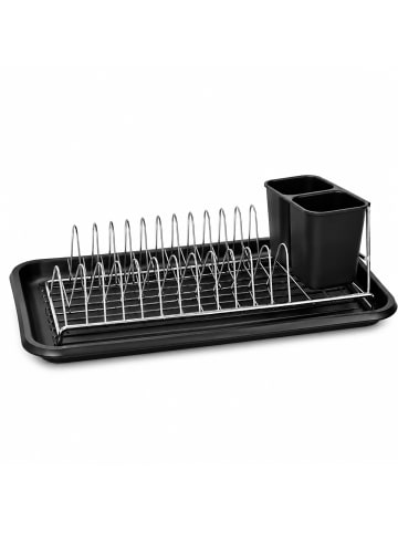 relaxdays Abtropfgestell in Schwarz/ Silber - (B)43 x (H)13 x (T)23 cm
