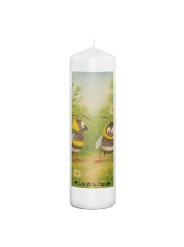 Mr. & Mrs. Panda Kerze Bienen Paar Design ohne Spruch in Weiß