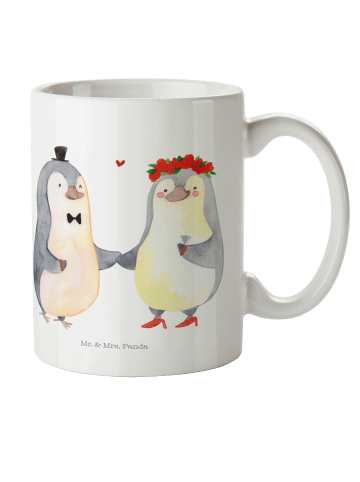 Mr. & Mrs. Panda Kaffeebecher Pinguin Heirat ohne Spruch in Weiß