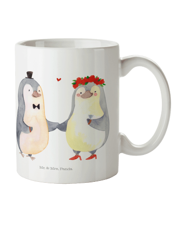 Mr. & Mrs. Panda Kindertasse Pinguin Heirat ohne Spruch in Weiß