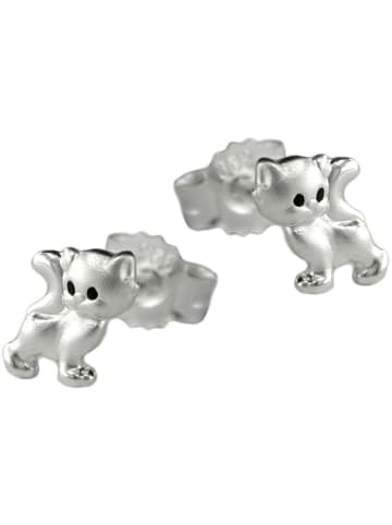 Gallay Ohrstecker Ohrring 6x5mm Kinderohrring Katze matt-glänzend Silber 925 in silber