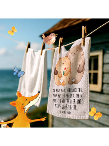 Mr. & Mrs. Panda Handtuch Bären Liebe mit Spruch in Grau Pastell