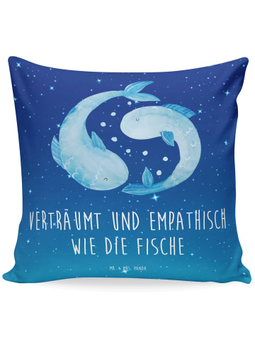 Mr. & Mrs. Panda 40x40 Kissen Sternzeichen Fische mit Spruch in Sternenhimmel Blau