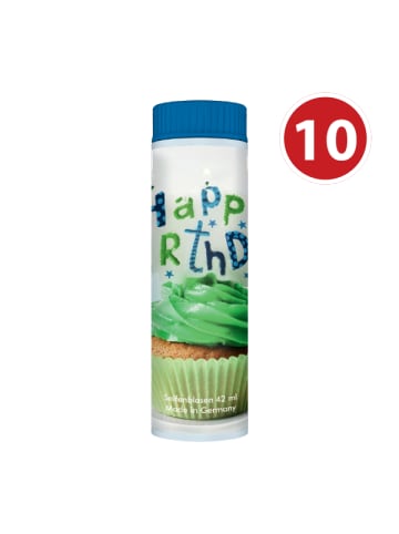 Pustefix PUSTEFIX Seifenblasen Klassik 42ml - 10er Set im Geburtstagsdesign Cupcake